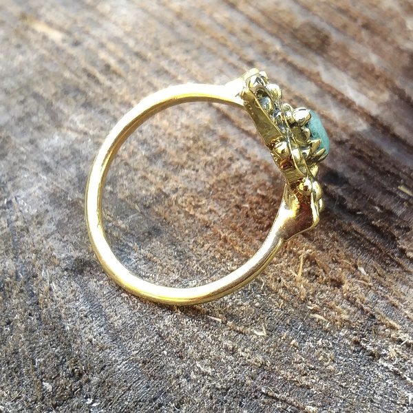 ANELLO etnico KABIR in ottone con pietra - Gioielli indiani originali