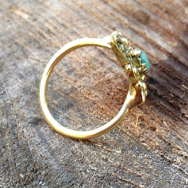 ANELLO etnico KABIR in ottone con pietra - Gioielli indiani originali