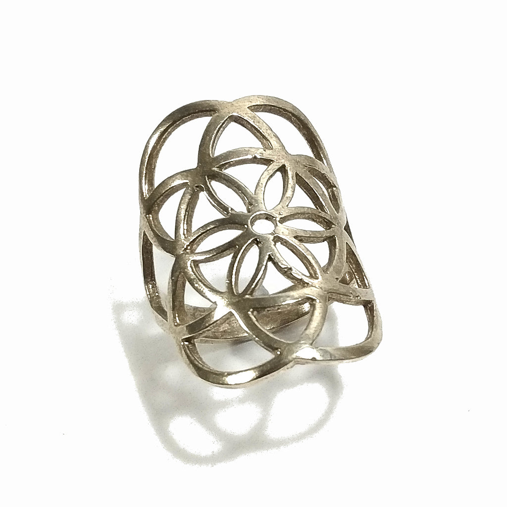 ANELLO artigianale in ottone | FIORE DELLA VITA | Gioielli in ottone