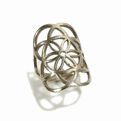 ANELLO artigianale in ottone | FIORE DELLA VITA | Gioielli in ottone