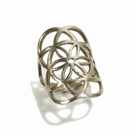 ANELLO artigianale in ottone | FIORE DELLA VITA | Gioielli in ottone