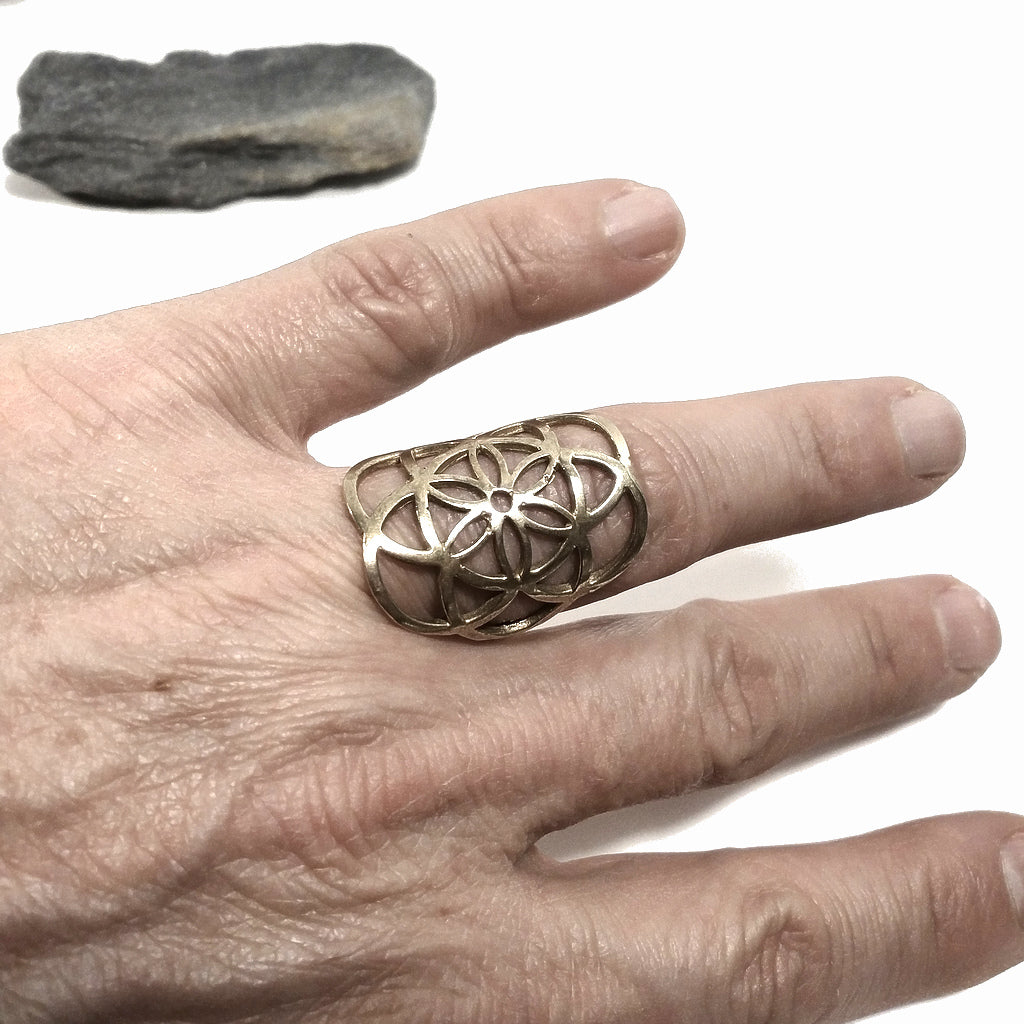 ANELLO artigianale in ottone | FIORE DELLA VITA | Gioielli in ottone