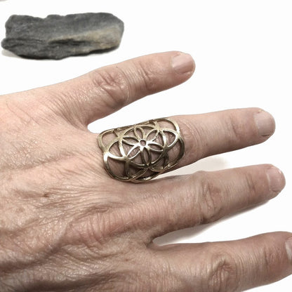 ANELLO artigianale in ottone | FIORE DELLA VITA | Gioielli in ottone