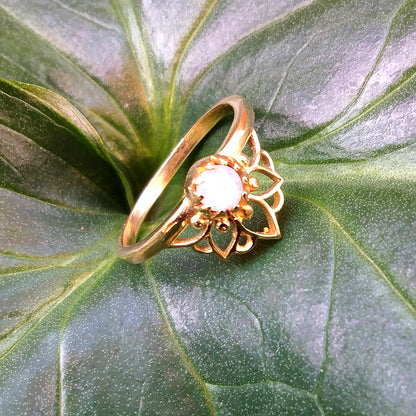 ANELLO Fiore di Loto etnico PADMA in ottone con pietra 