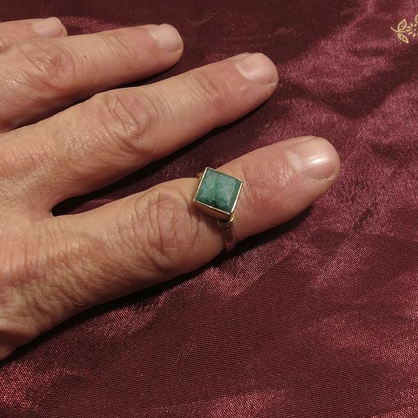 ANELLO etnico KUNDLI in ottone con pietra - Gioielli indiani originali