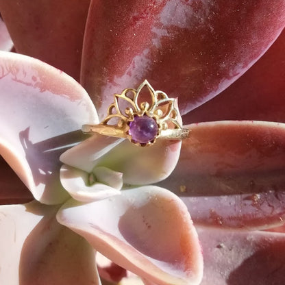 ANELLO etnico PADMA in ottone con pietra - Gioielli indiani originali