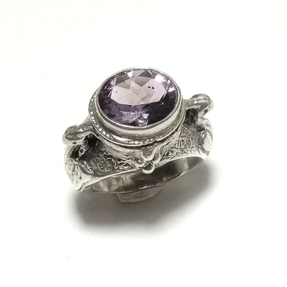 ANELLO ETNICO in argento 925 ANELLO artigianale Pietra di Luna , Quarzo rosa | PAVONE