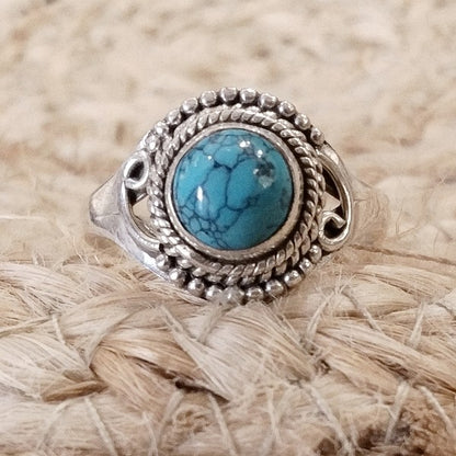 Anello CHAHNA ETNICO con pietra in argento 925 – turchese
