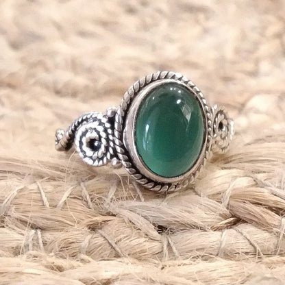 ANELLO HAIMA artigianale in argento 925 - agata verde