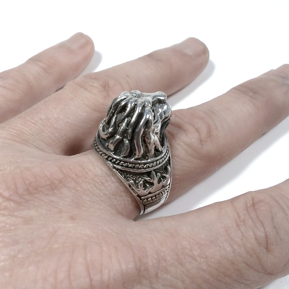 Anello d'argento in argento 925 ANELLO artigianale | Testa di LEONE – immagine3