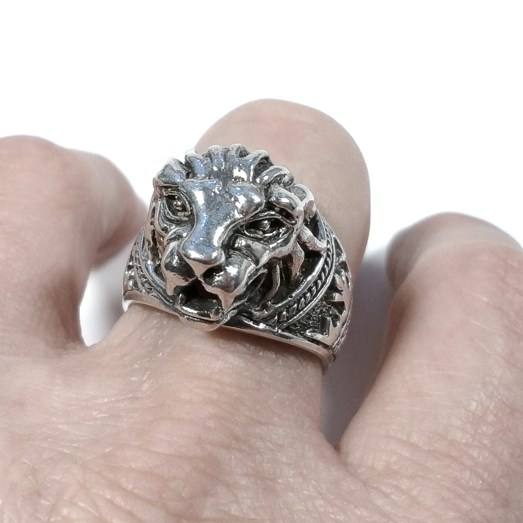Anello d'argento in argento 925 ANELLO artigianale | Testa di LEONE