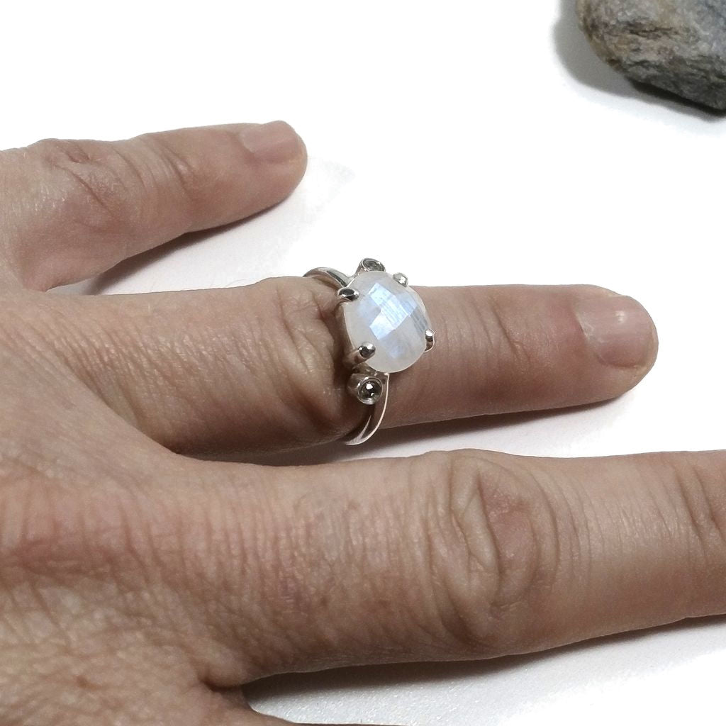 ANELLO artigianale in argento 925 con PIETRA DI LUNA | Gioielli in argento
