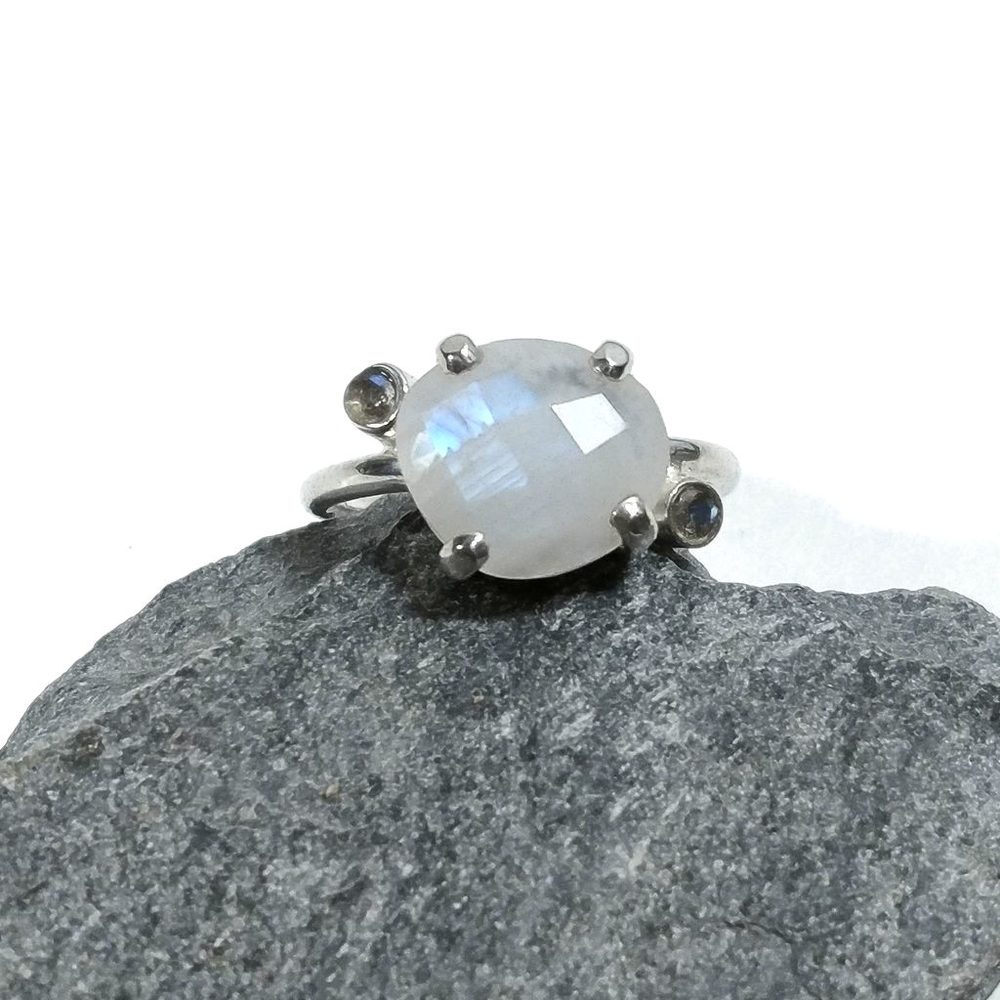 ANELLO artigianale in argento 925 con PIETRA DI LUNA | Gioielli in argento