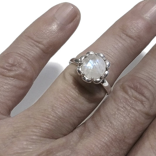 ANELLO SOLITARIO SUSAN in argento 925 con Pietra di Luna | gioielli in argento