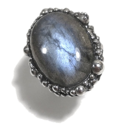 Anello DOT con pietra in argento 925 ANELLO artigianale Labradorite