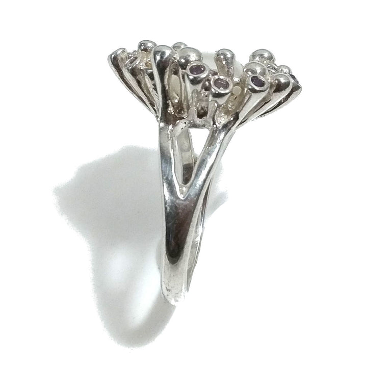 ANELLO artigianale in argento 925 con Perla - Granato | Gioielli in argento