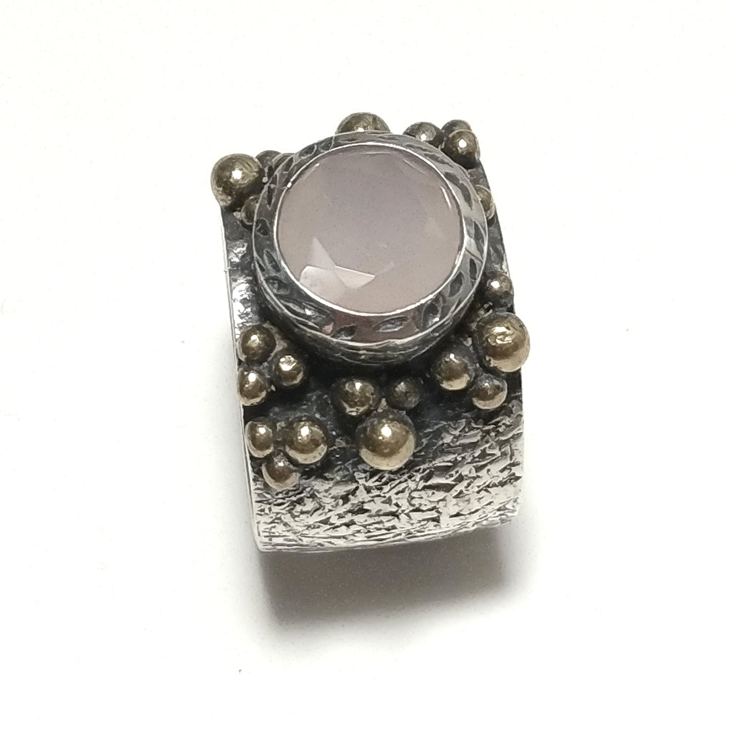 ANELLO artigianale in argento 925 con Quarzo rosa | GIOIELLI IN ARGENTO