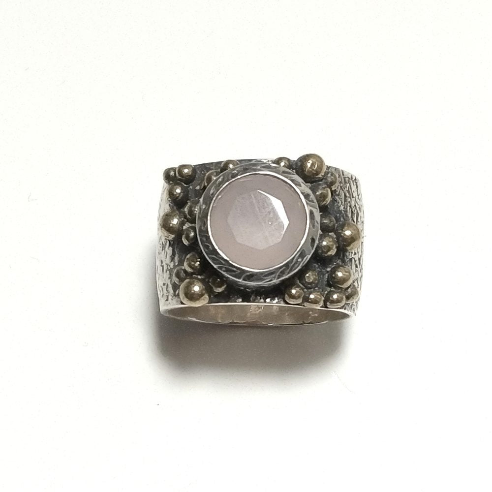 ANELLO artigianale in argento 925 con Quarzo rosa | GIOIELLI IN ARGENTO