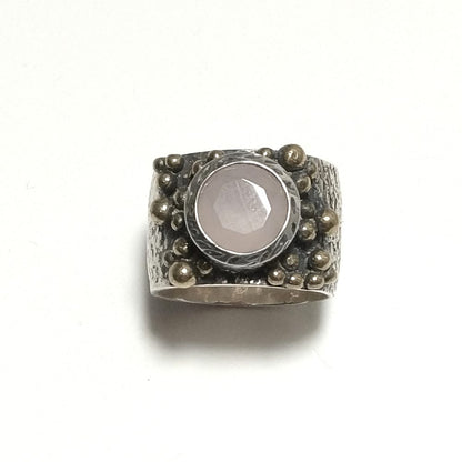 ANELLO artigianale in argento 925 con Quarzo rosa | GIOIELLI IN ARGENTO