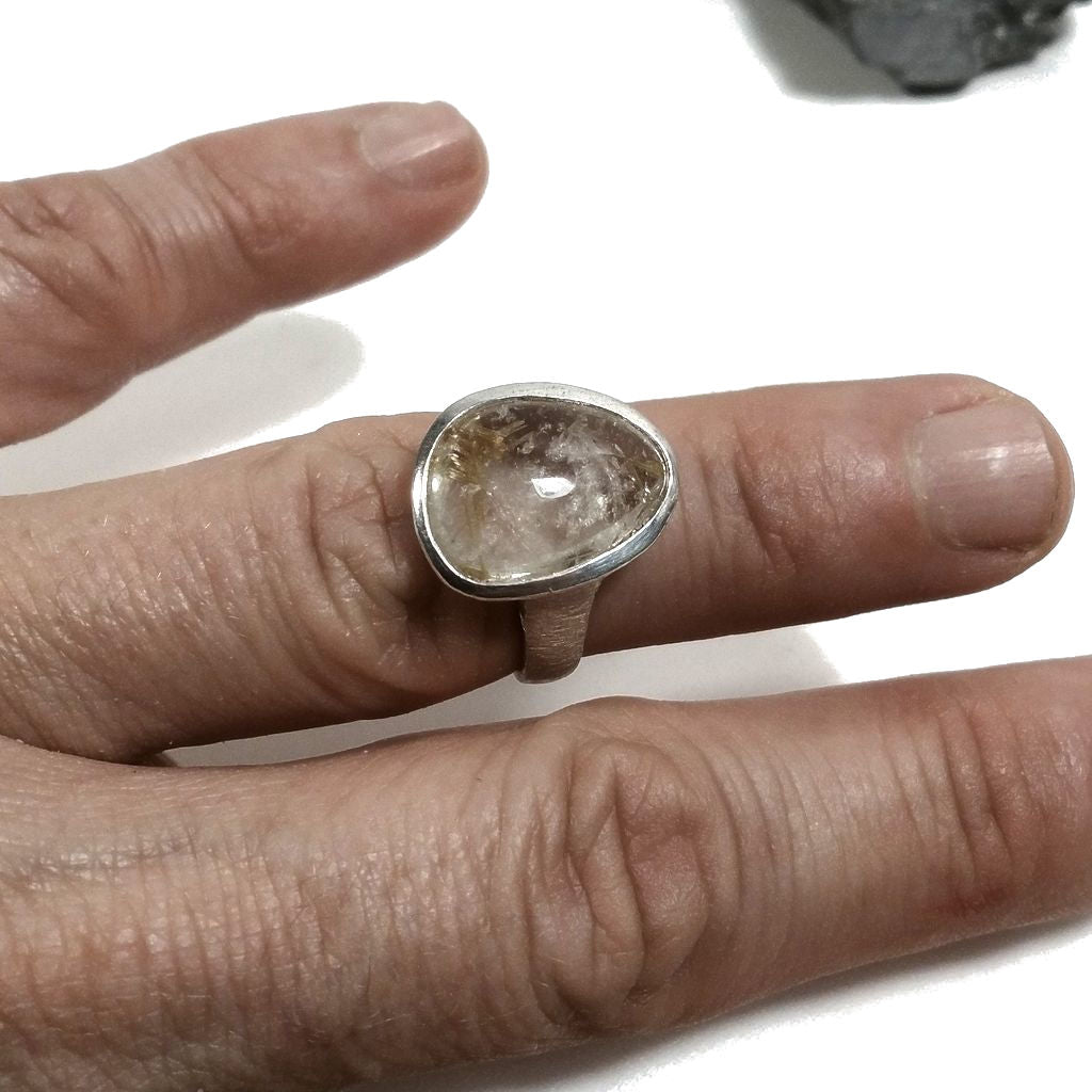 ANELLO Quarzo rutilato artigianale in argento 925 con Quarzo rutilato