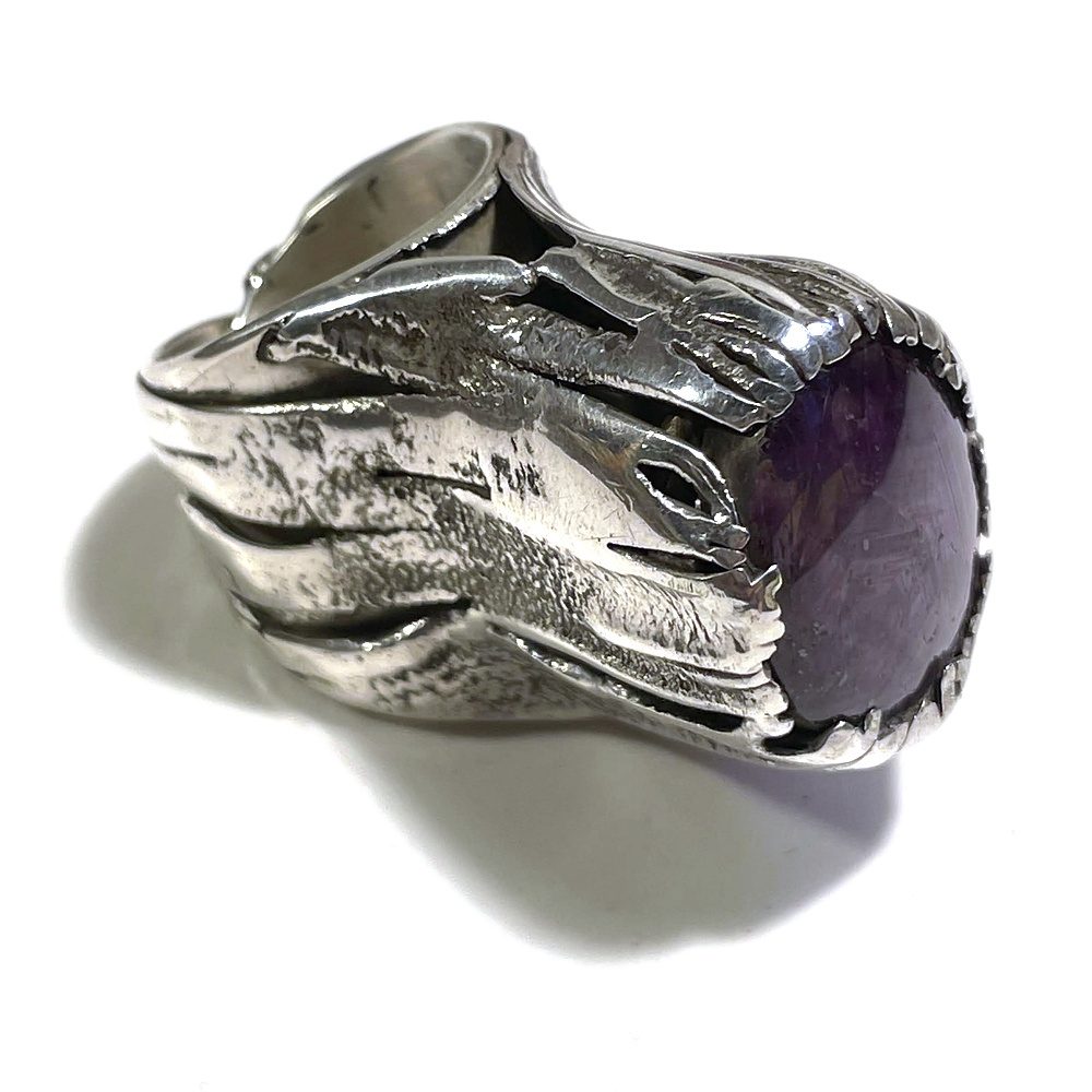Anello artigianale con Rubino stellato in argento 925 - Pezzo unico