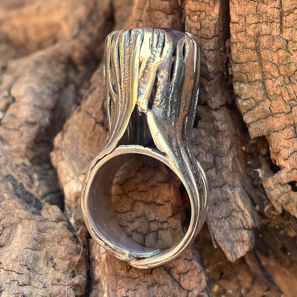 Anello artigianale con Rubino stellato in argento 925 - Pezzo unico