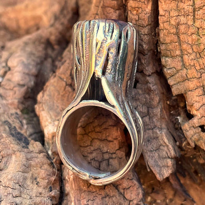 Anello artigianale con Rubino stellato in argento 925 - Pezzo unico