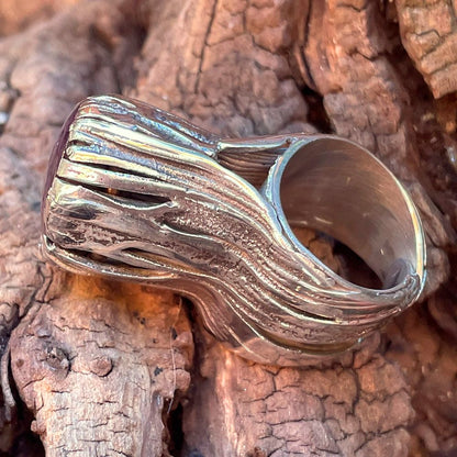 Anello artigianale con Rubino stellato in argento 925 - Pezzo unico