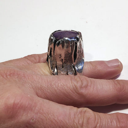 Anello artigianale con Rubino stellato in argento 925 - Pezzo unico