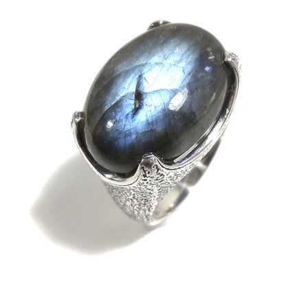 Anello artigianale in argento 925 labardorite - ZAINA