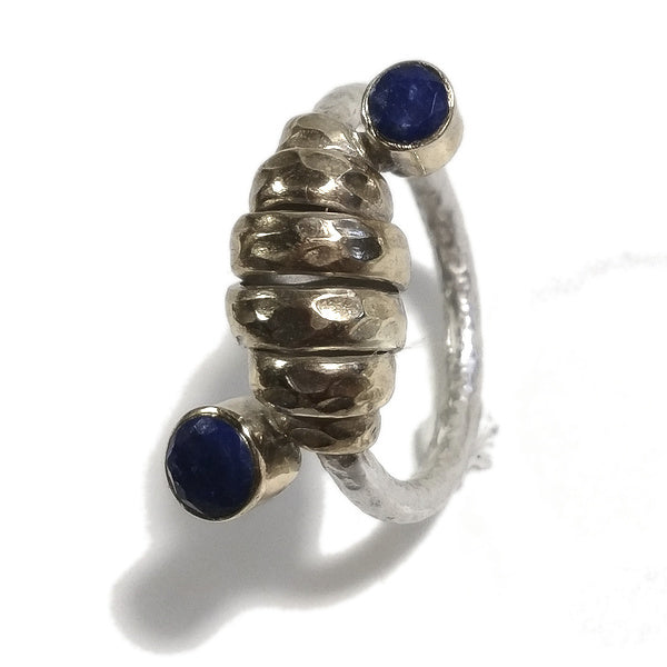 Anello VASUDHA in argento 925 ANELLO artigianale - Lapislazzuli Peridoto Topazio e altro – immagine4