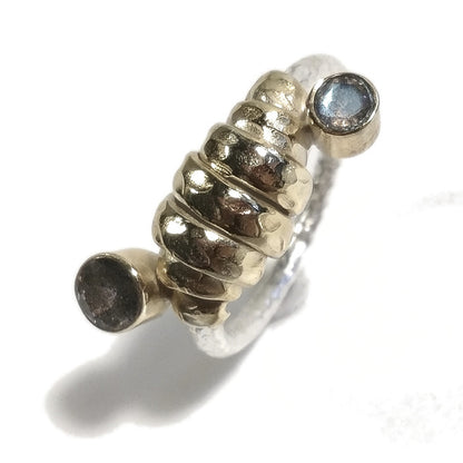Anello VASUDHA in argento 925 ANELLO artigianale - Lapislazzuli Peridoto Topazio e altro – immagine6