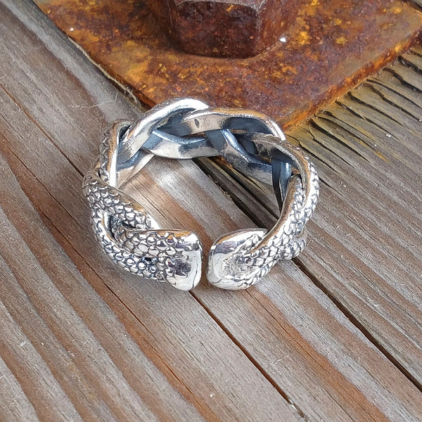 ANELLO pelle di serpente SHYLA in argento 925 anello artigianale | anello ARGENTO