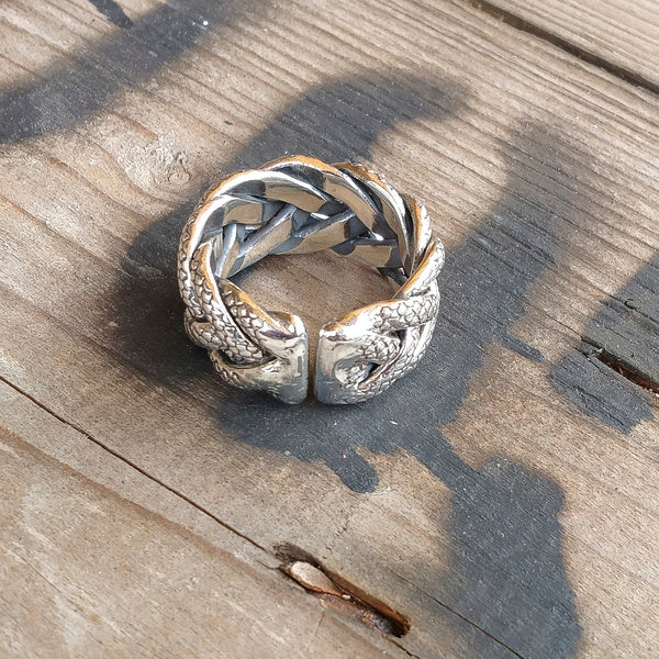 ANELLO pelle di serpente NIKHIL in argento 925 anello artigianale | anello ARGENTO