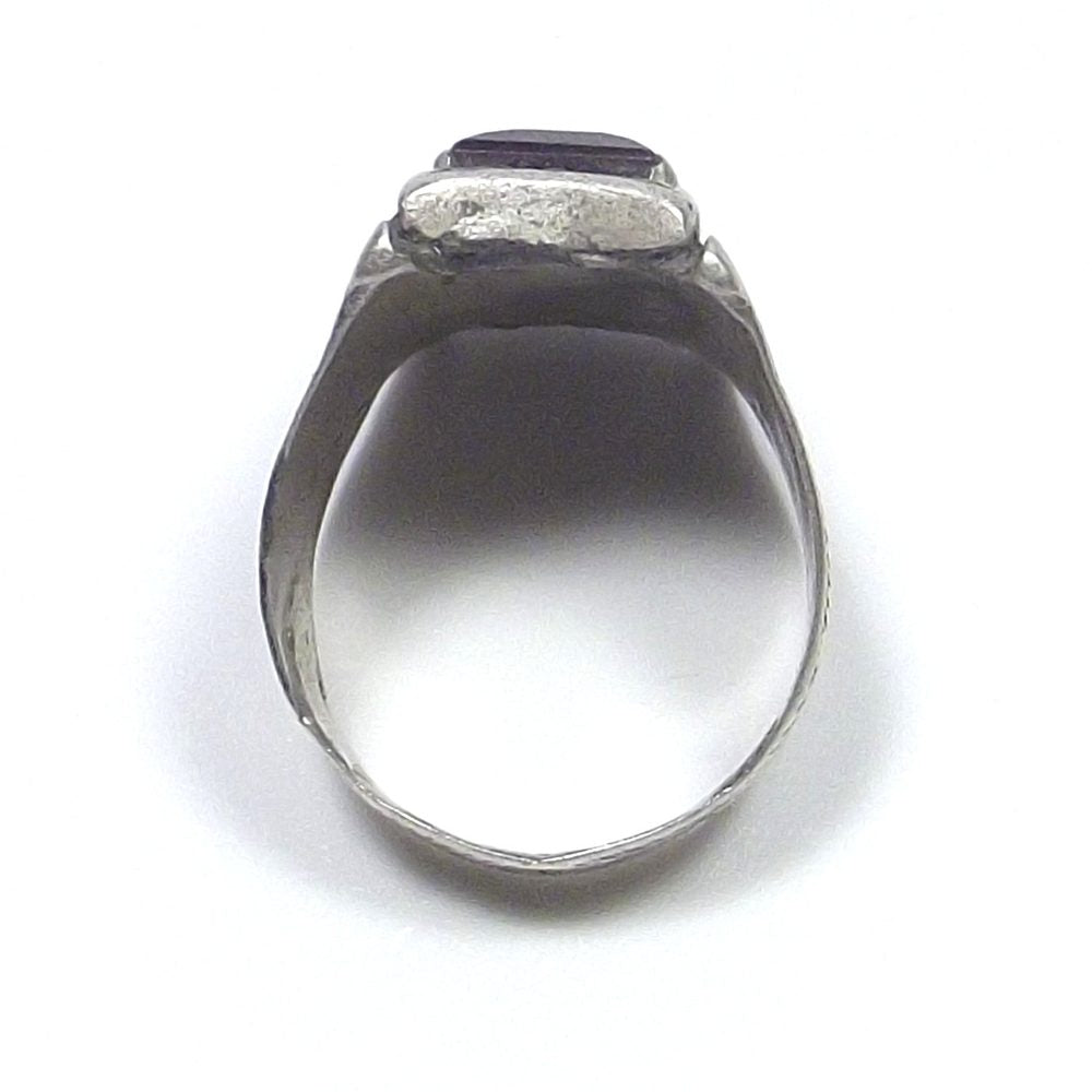 Anello Afghano rettangolare antico argento - etnico e vintage