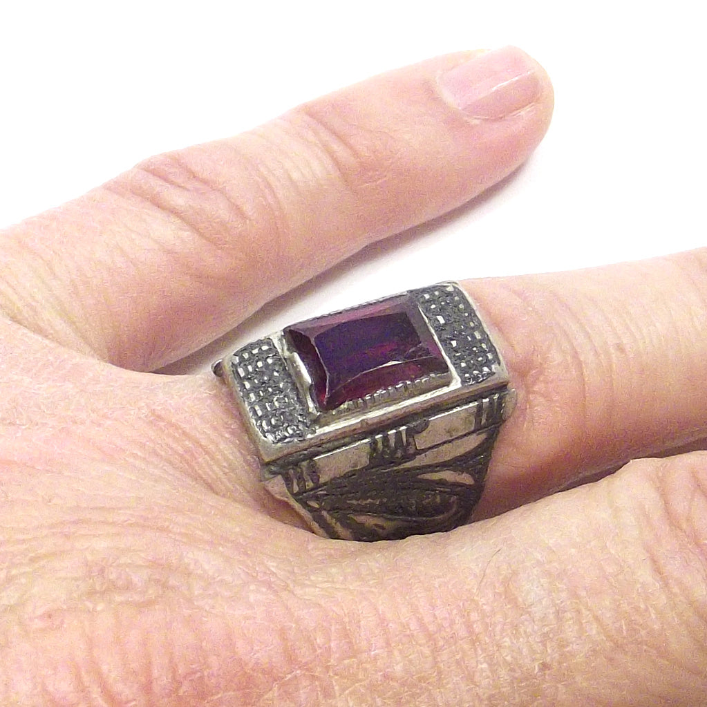 Anello Afghano rettangolare antico argento - etnico - VINTAGE