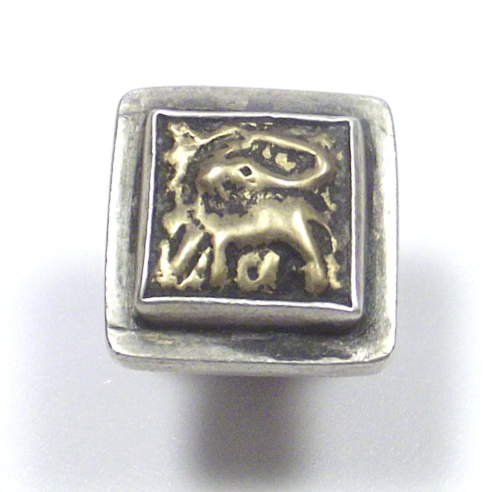 Anello SIGILLO etnico argento antico - emblema elefante