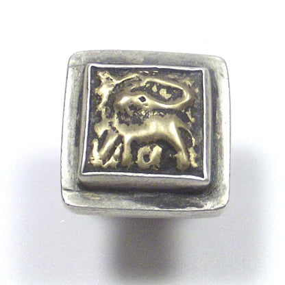 Anello SIGILLO etnico argento antico - emblema elefante
