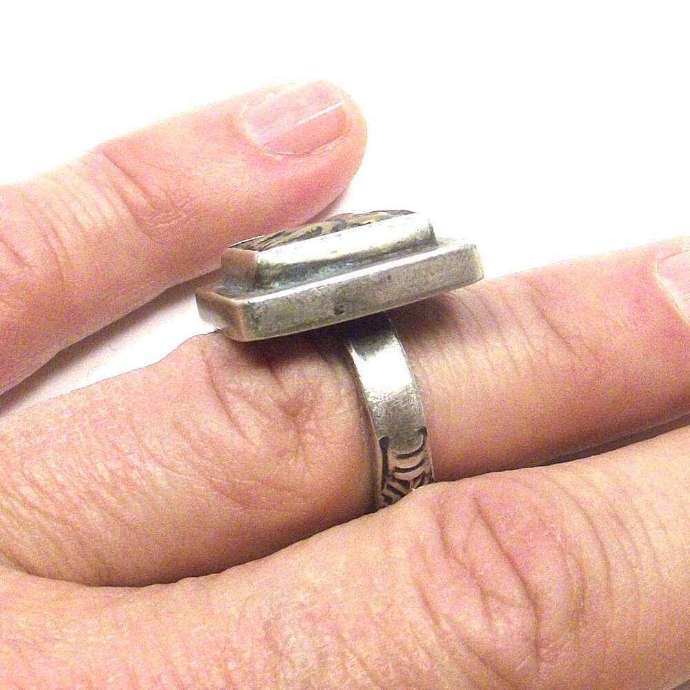 Anello SIGILLO ETNICO argento antico - emblema elefante