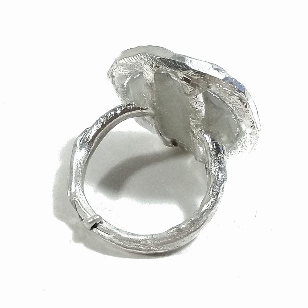 Anello con SPECCHIO in argento 925 artigianale - Pezzo Unico – dettaglio