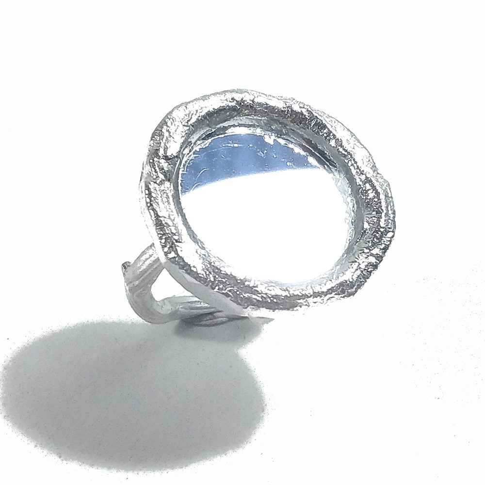 Anello con SPECCHIO in argento 925 artigianale - Pezzo Unico