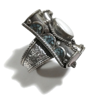 Anello TIBETANO JINPA con Madreperla in argento 925 | Gioielli etnici