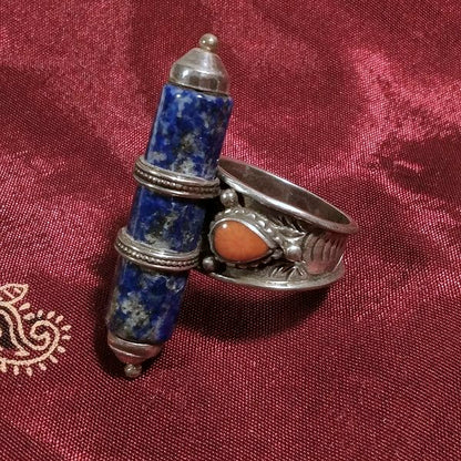 Anello TIBETANO TENZIN con Lapislazzuli in argento 925 | Gioielli etnici
