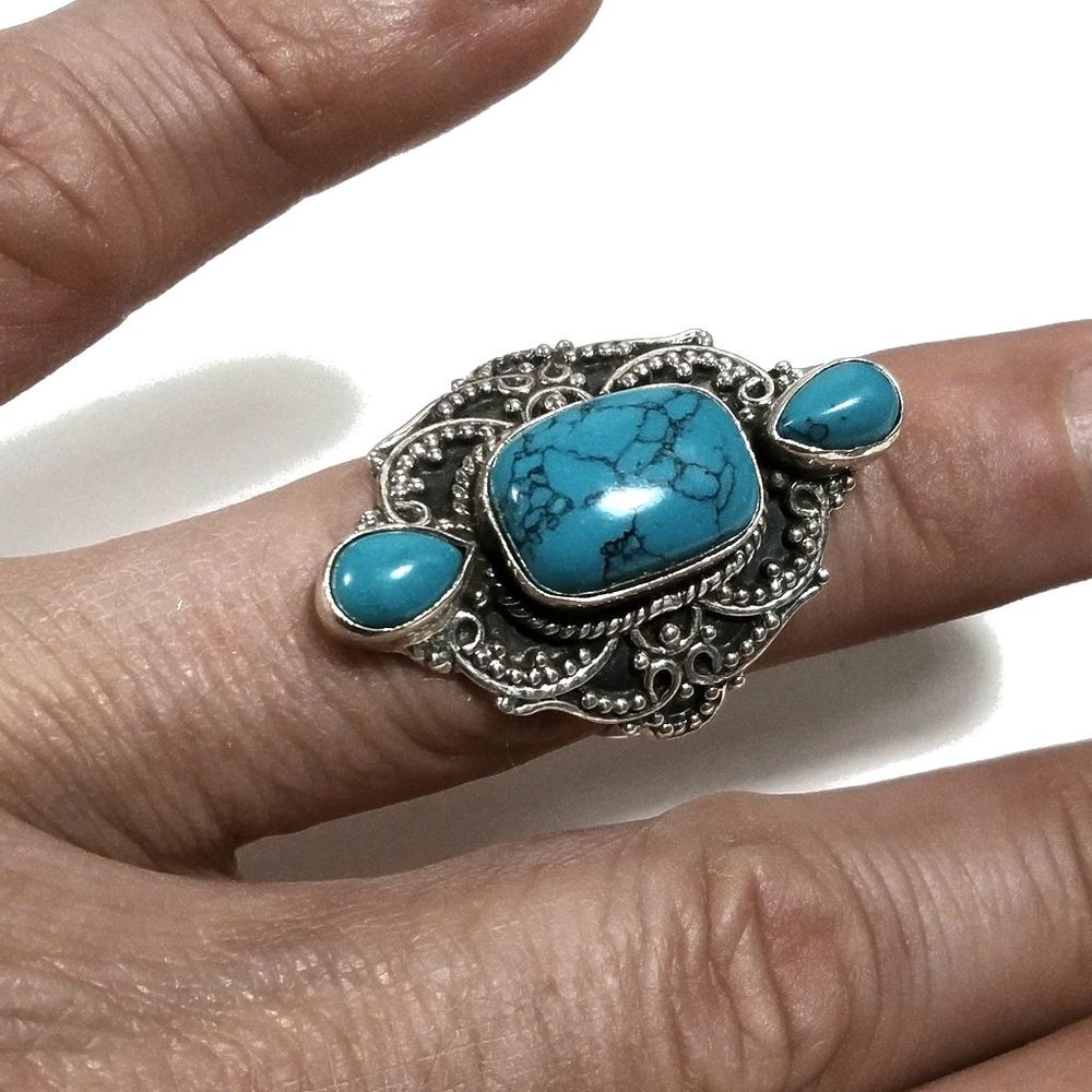 Anello con pietra in argento 925 con Turchese | GIOIELLI IN ARGENTO