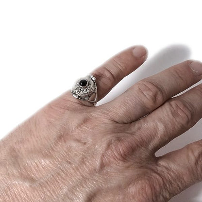 ANELLO KASHI argento 925 veleno puntinato con onice nero