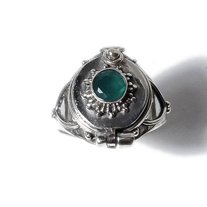 ANELLO KASHI argento 925 veleno puntinato con agata verde