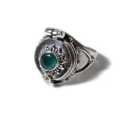 ANELLO KASHI argento 925 veleno puntinato con agata verde