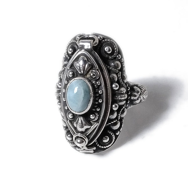 ANELLO POISON argento 925 veleno con larimar
