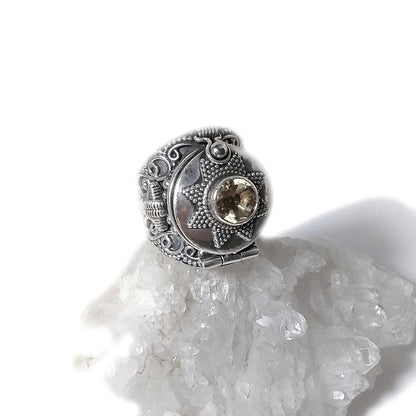 Anello PSYLLO veleno in argento 925 con quarzo citrino