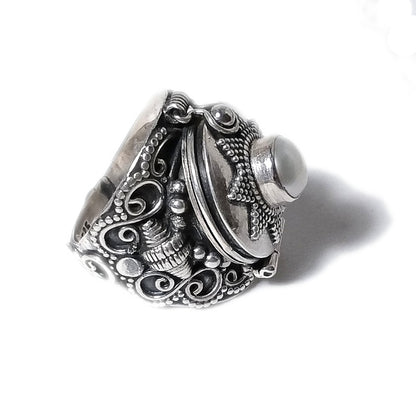 Anello PSYLLO veleno in argento 925 con perla